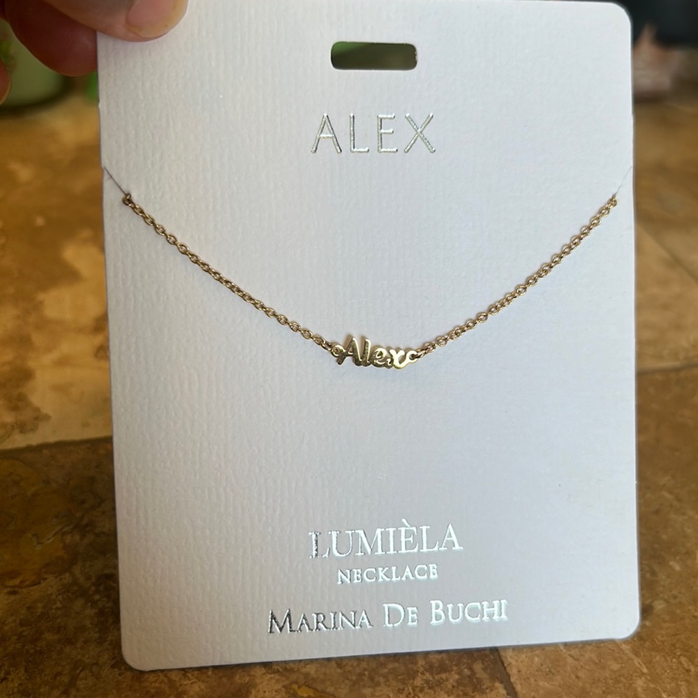 Alex, Monica, Amber, Alexandria, Jillian, “I” Script Name Necklace, 20" Lumiela